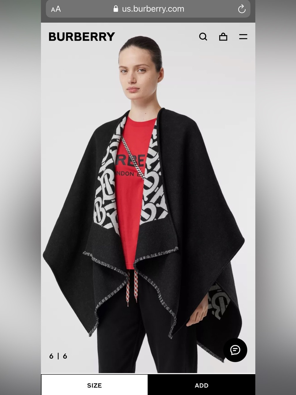 Burberry Reversible TB Monogram Cape Poncho – Black & White